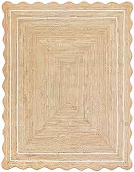 Wave Scalloped Jute Runner - Natural, Off White Jute Boho Scallop entryway Farmhouse Rug (3'x5') | Amazon (US)