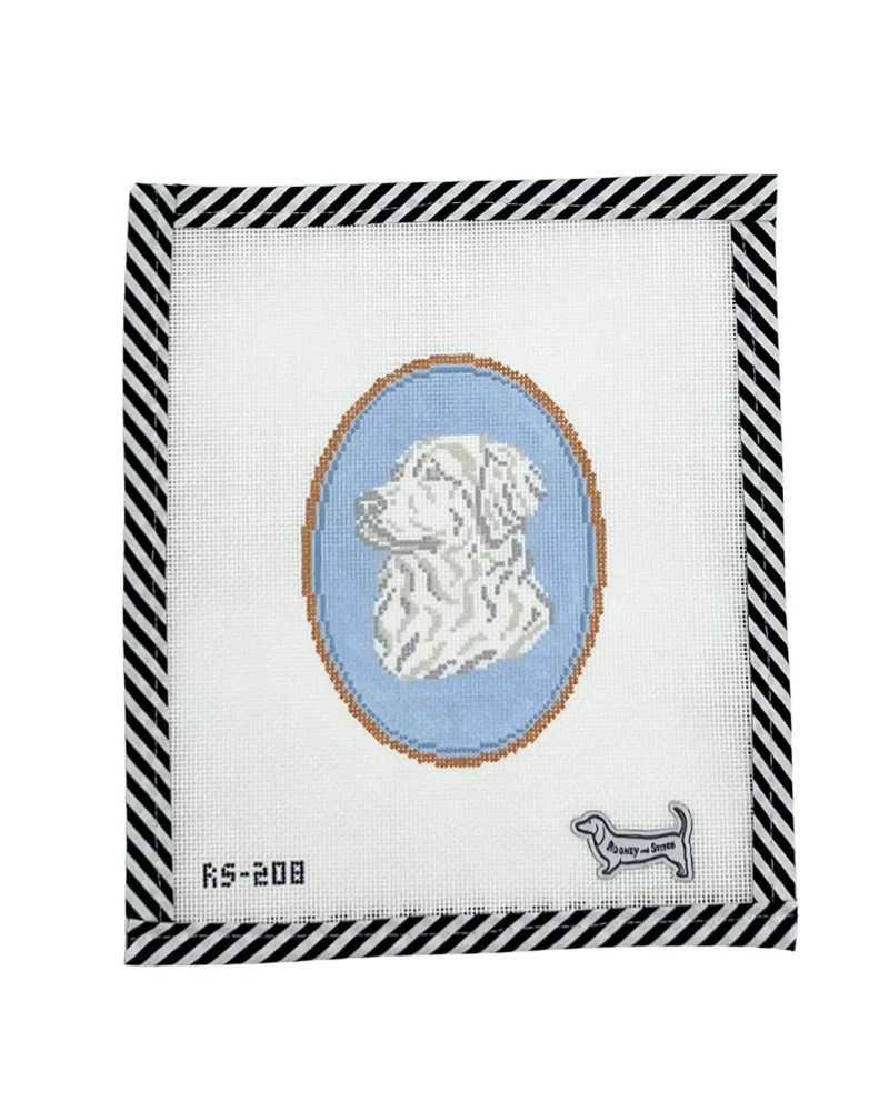 The Golden Retriever Cameo | Atlantic Blue Canvas