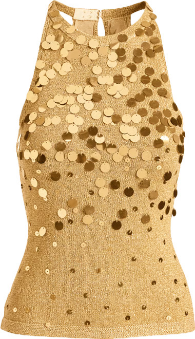Sequin High Neck Tank - Gold | Boston Proper | Boston Proper