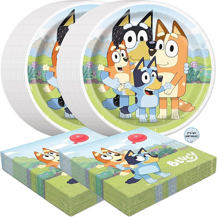 Bluey Plates and Napkins for 32 Guests | Bluey Birthday Decorations for Party | Officially Licens... | Amazon (US)