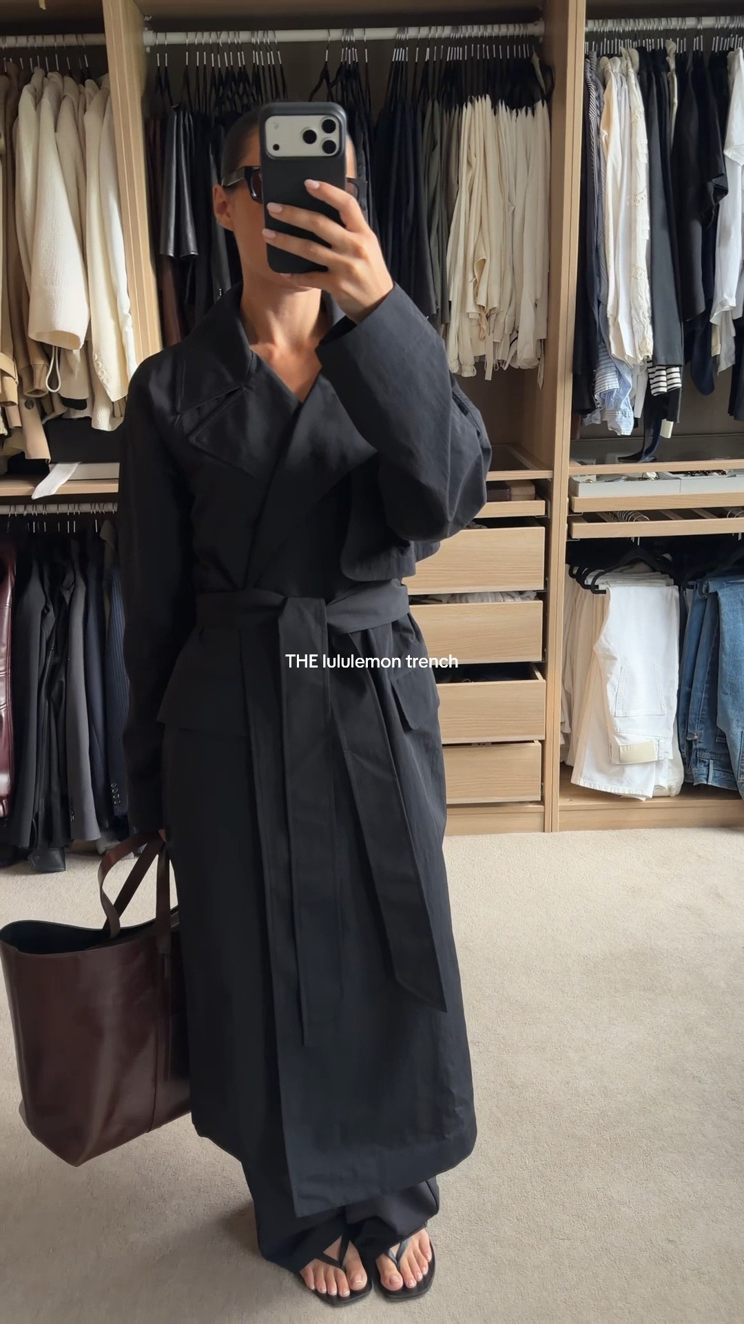 Size M trench and XS pants. (Sized up in trench)