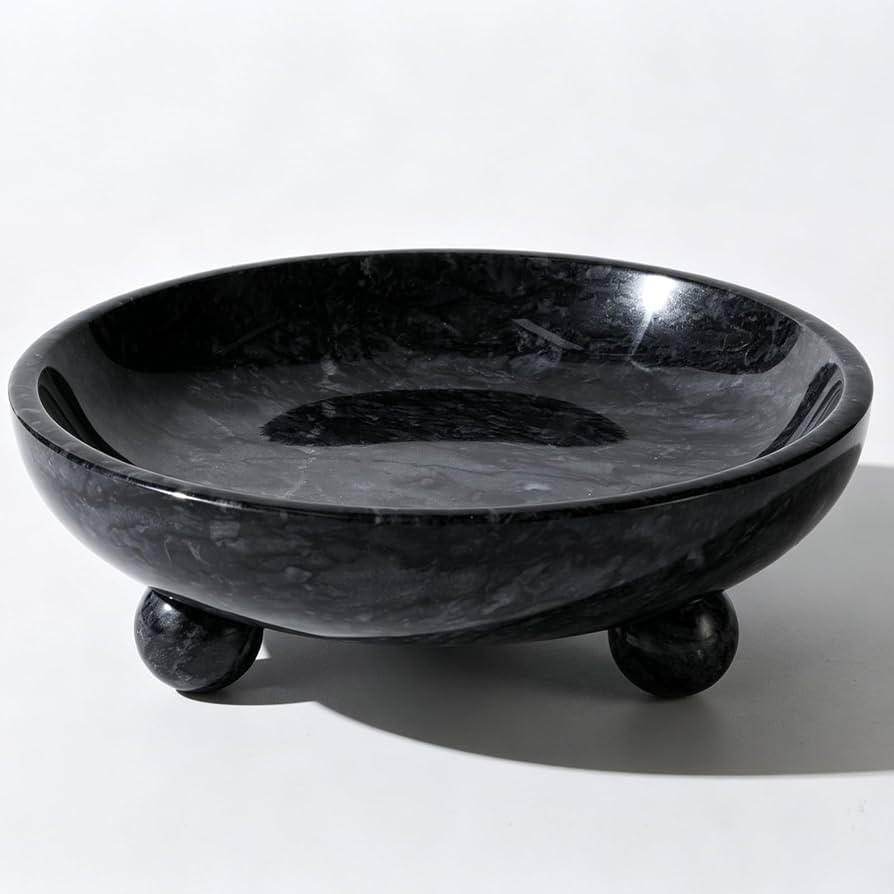 Marble Fruit Bowl with Three Ball Feet, Black | Decorative Serving Tray, Catchall for Jewelry, Ke... | Amazon (US)