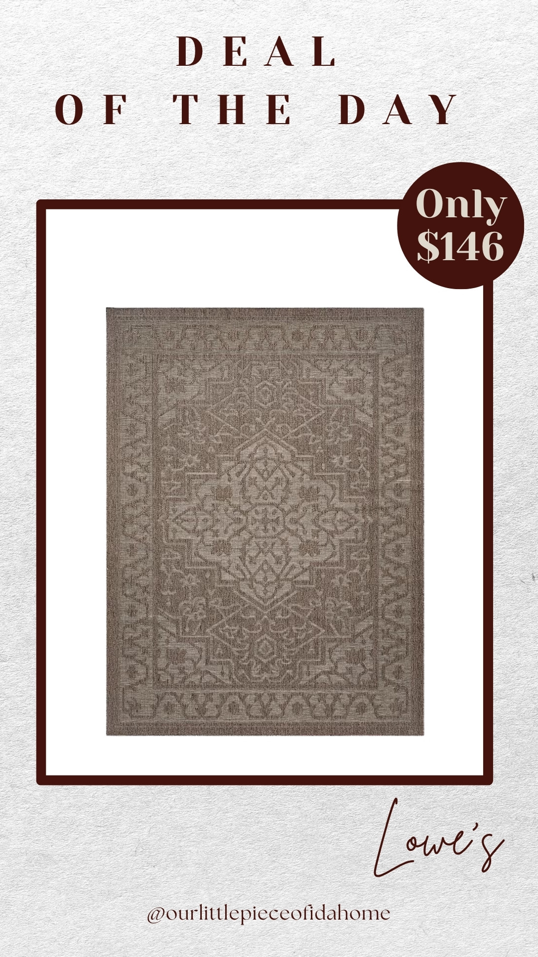 I’m linking this vintage-inspired area rug because it adds so much warmth and texture without overwhelming a space.

The soft neutral tones work beautifully in bedrooms, living rooms, and dining areas, and the classic pattern gives that collected, designer look I always gravitate toward.

A great foundation piece if you're looking to make a room feel finished and layered.
 

 #LTKU #LTKHome #LTKSaleAlert