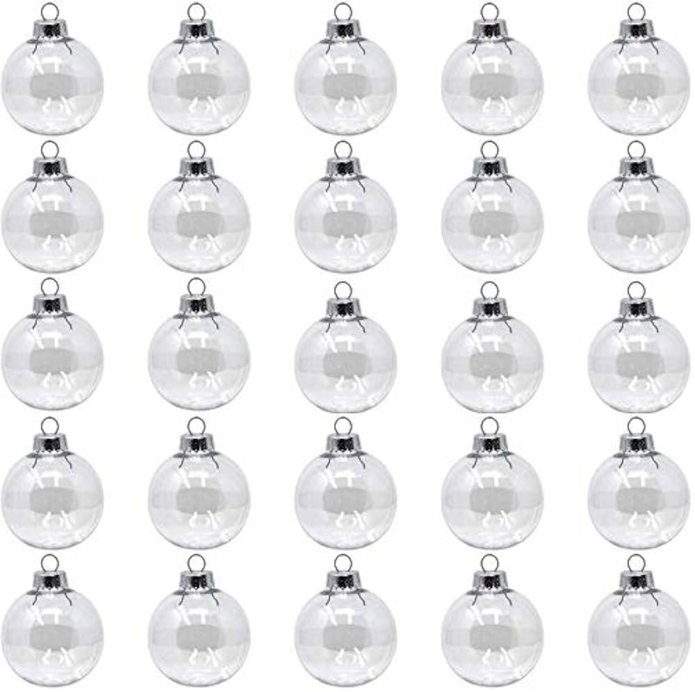 Creative Hobbies® - Bulk Value Pack of 25 pcs - 67mm (2-5/8 Inch) Round Clear Plastic Ball Ornam... | Amazon (US)