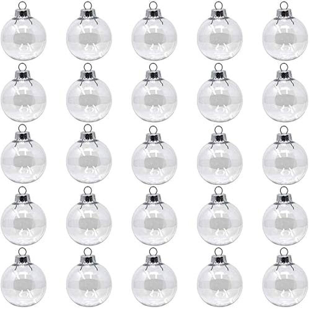 Creative Hobbies® - Bulk Value Pack of 25 pcs - 67mm (2-5/8 Inch) Round Clear Plastic Ball Ornam... | Amazon (US)