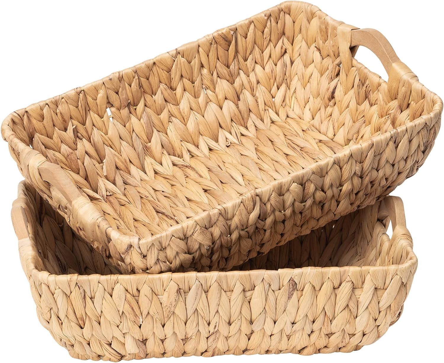 FairyHaus Wicker Baskets with Handles, Natural Wicker Basket for Organizing Shelves, Small Hand W... | Amazon (US)