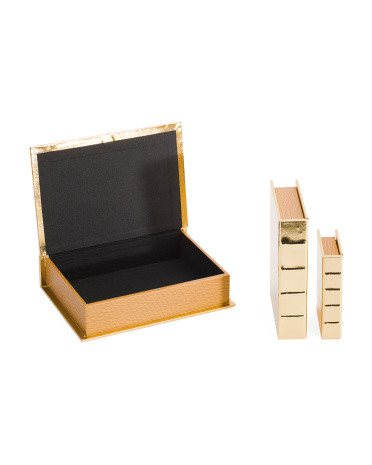 Set Of 3 Nesting Decorative Gilded Book Boxes | TJ Maxx