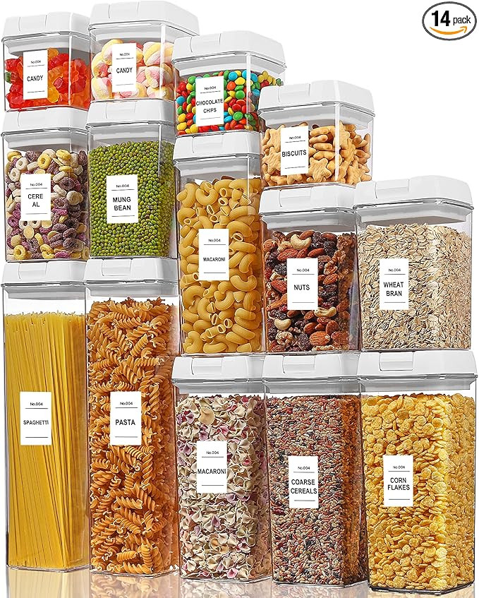 Vtopmart 14 PCS Airtight Food Storage Containers Set, BPA Free Plastic Kitchen Pantry Organizer, ... | Amazon (US)