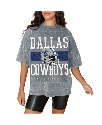 Women's Gray Dallas Cowboys Oversized Mini Rhinestone Classic T-Shirt | Macy's