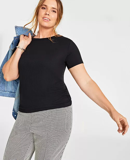 Women’s Ribbed T-Shirt, XXS-4X, Created for Macy’s | Macy's