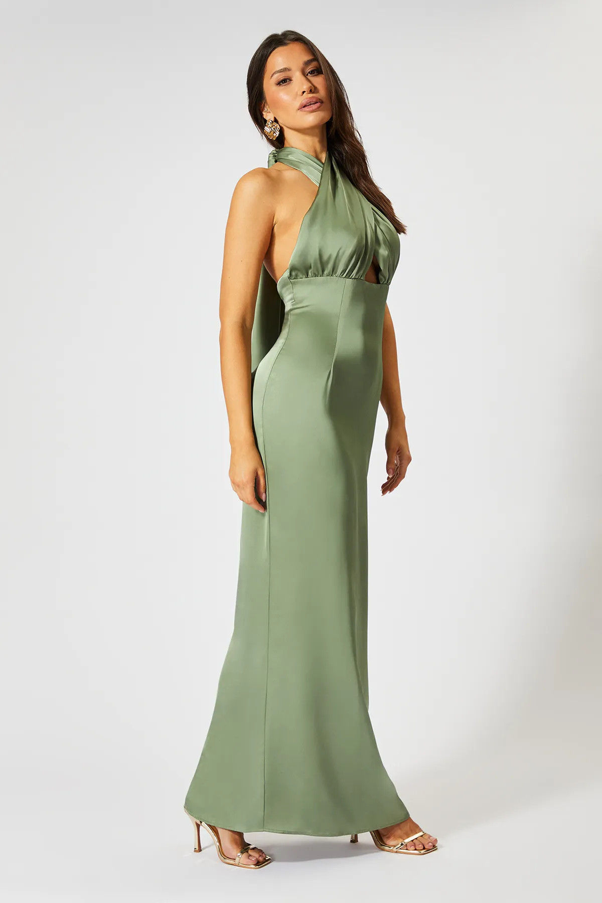 Green MISSPAP Satin Wrap Multi Way Maxi Dress | Nasty Gal USA | Nasty Gal US