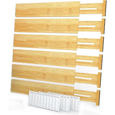 Set of 6 Bamboo Expandable Drawer Dividers with Labels (13.5-17 in) | Target