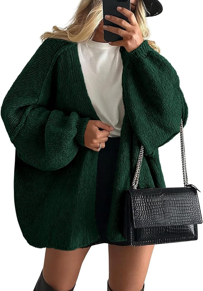 PRETTYGARDEN Womens Oversized Cardigan Sweaters 2025 Fall Long Lantern Sleeve Knit Open Front Lig... | Amazon (US)