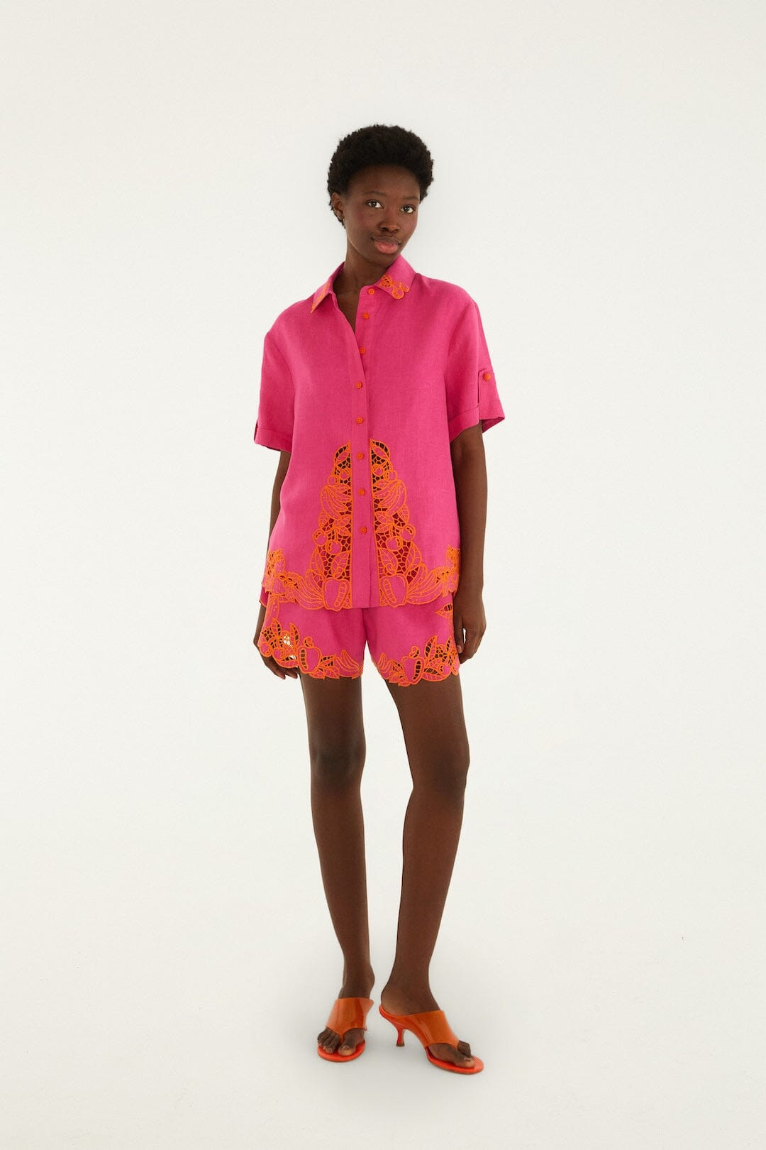 Pink Fruit Richelieu Artisanal Euroflax Premium Linen Shirt | FARM Rio | FarmRio (US)