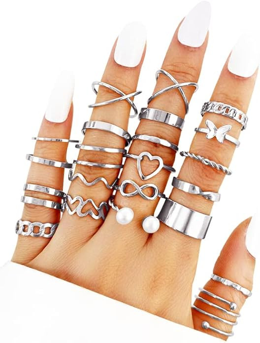 INENIMARTJ Boho Rings for Women Teen Girls,Gold Stacking Rings Set Vintage Knuckle Stackable Moon... | Amazon (US)