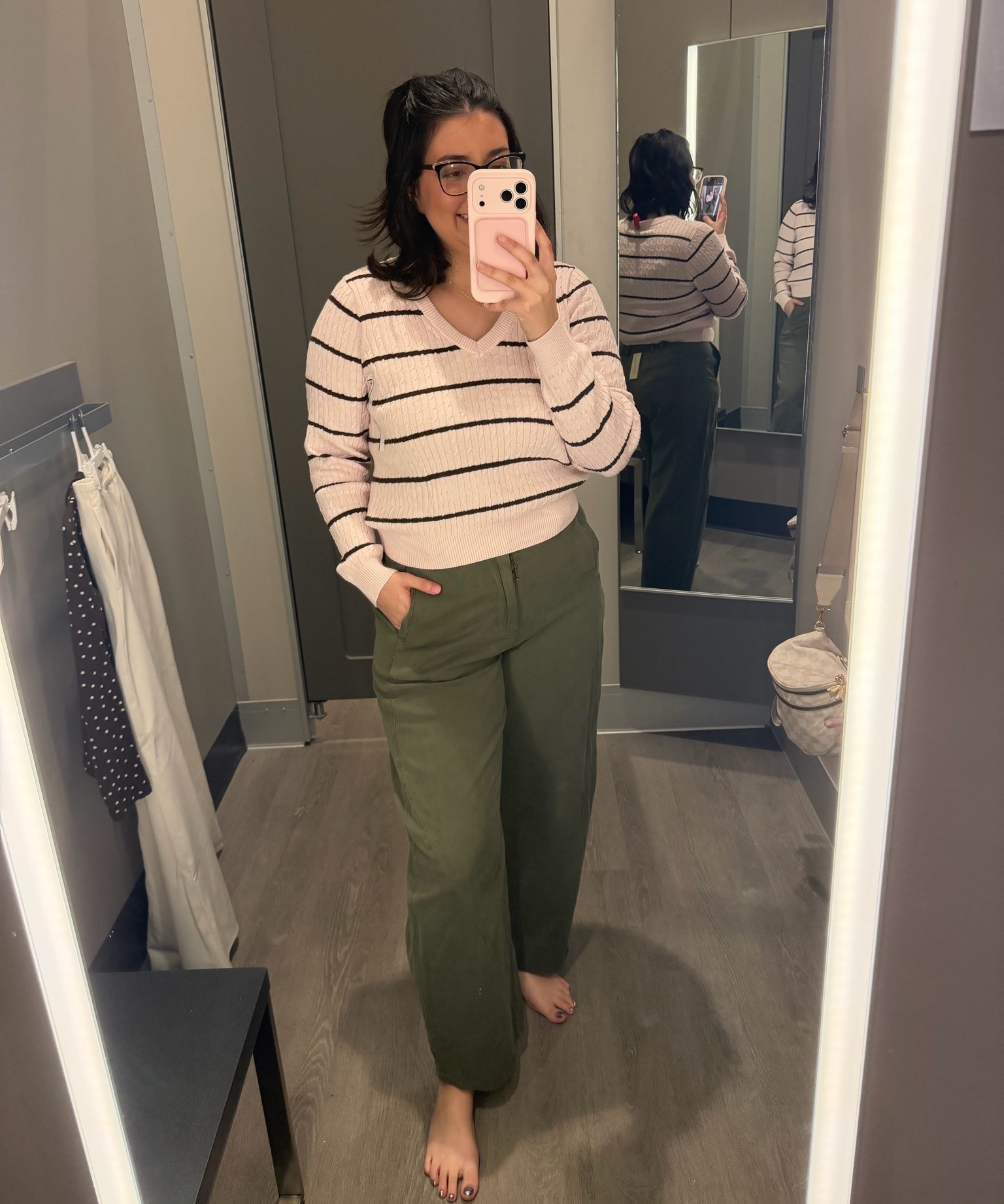 @Target midsize fall outfit green pants striped sweater

#LTKootd