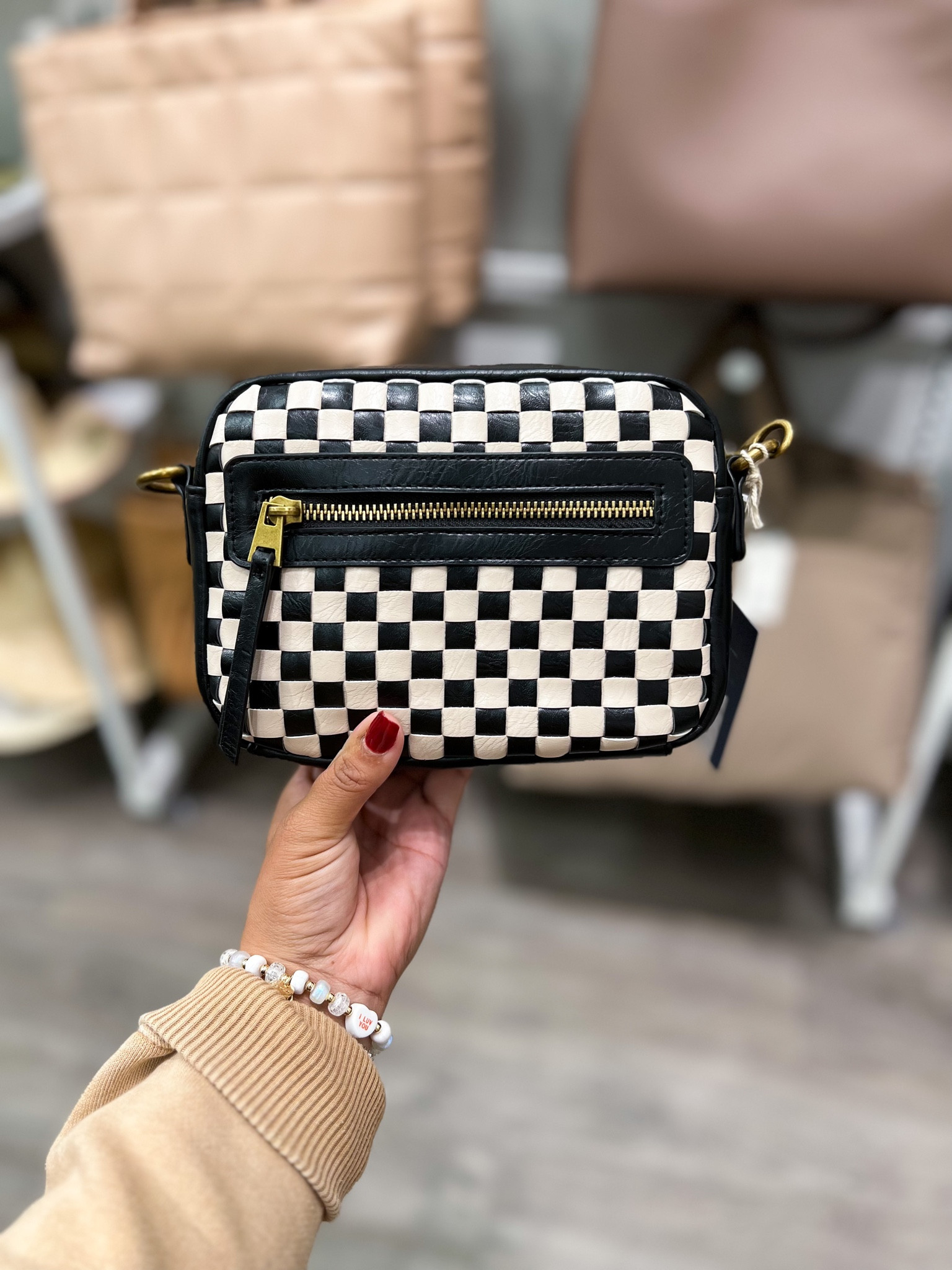 Checkered cross best sale body bag