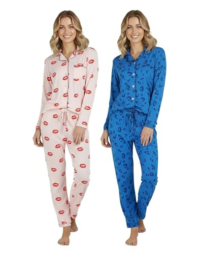 Real Essentials 2 Pack Piece Set Leopard Maternity Pjs Pajamas Women Sleepwear Breastfeeding Bride Silk Loungewear Women'S Sets Pajama Bottoms Cotton Pants Matching Button Down Up Warm Pijamas | Amazon (US)