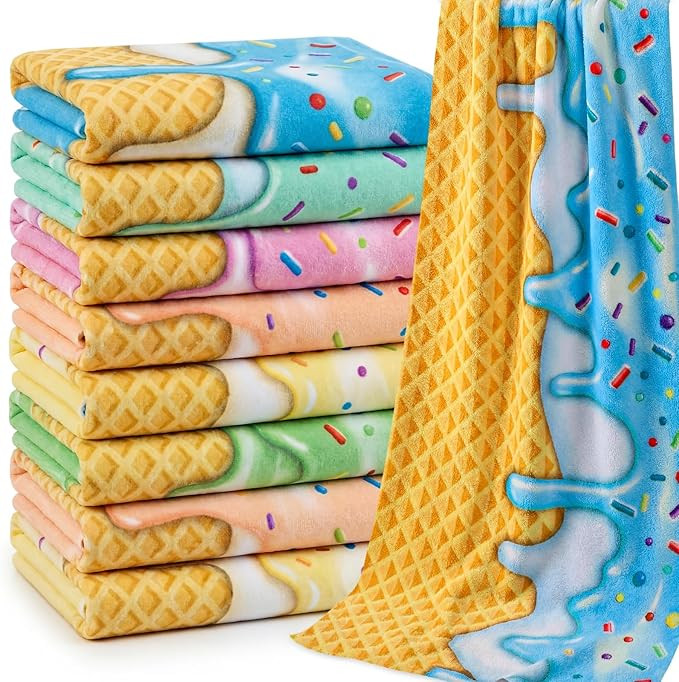 8 Pcs Ice Cream Drip Baseball Beach Towel Extra Large 59 x 28 Inch Soft Microfiber Ice Cream Drip... | Amazon (US)