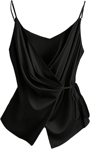 SOLY HUX Women's Sleeveless Satin Camisole Wrap V Neck Tie Side Summer Elegant Cami Tops | Amazon (US)