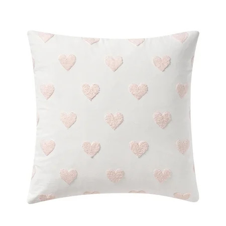 My Texas House 18" x 18" Bright White Tufted Hearts Cotton Decorative Pillow Cover | Walmart (US)