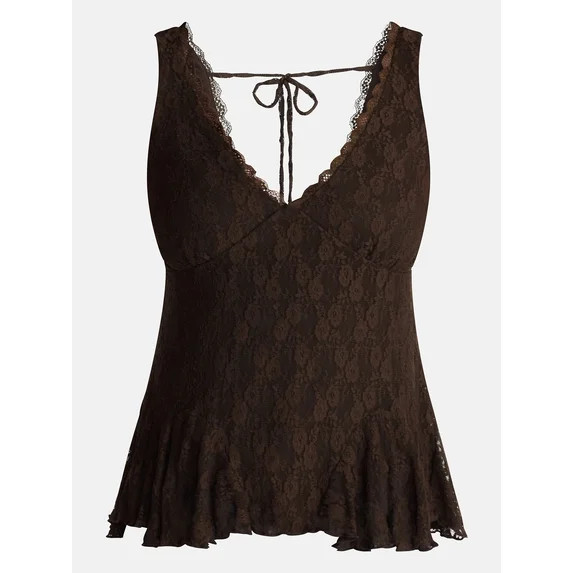 No Boundaries Lace Godet Tank Top, Women’s XXS-XXL | Walmart (US)