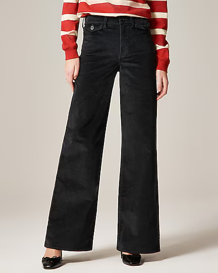 Wide-leg trouser in washed velvet | J. Crew US