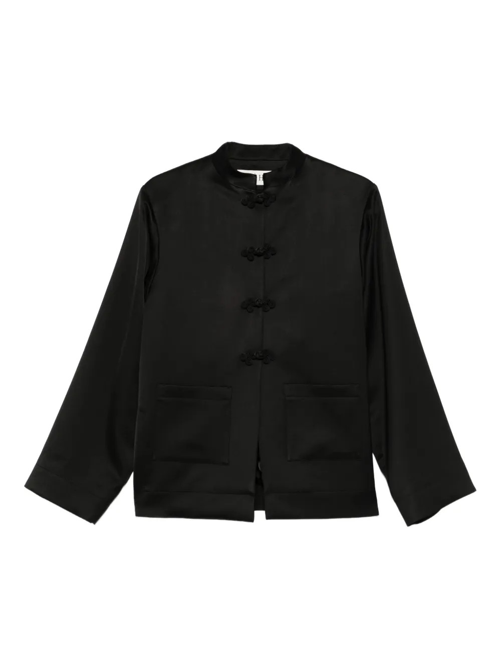 Róhe Mandarin-collar Satin Jacket | Black | FARFETCH AU | Farfetch Global