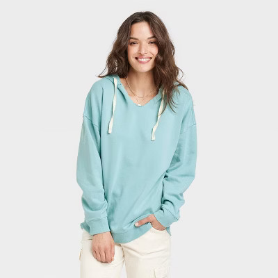 Women's Fleece Hooded Sweatshirt - Universal Thread™ Light Blue XS | Target