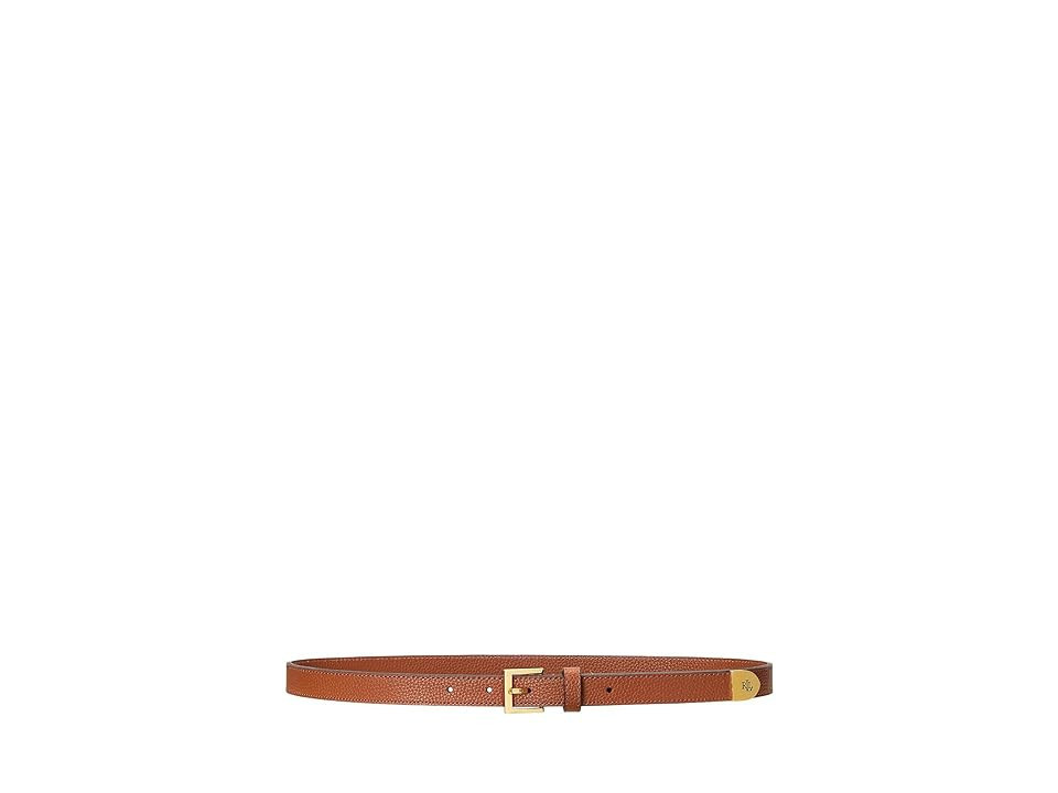 Lauren Ralph Lauren Pebbled Leather Skinny Women's Belt Women's Belts Lauren Tan : LG, Brass/Leather | Zappos