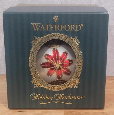 Vtg 2001 2002 Waterford Holiday Heirlooms Poinsettia Mercury Glass Ball Ornament | eBay US