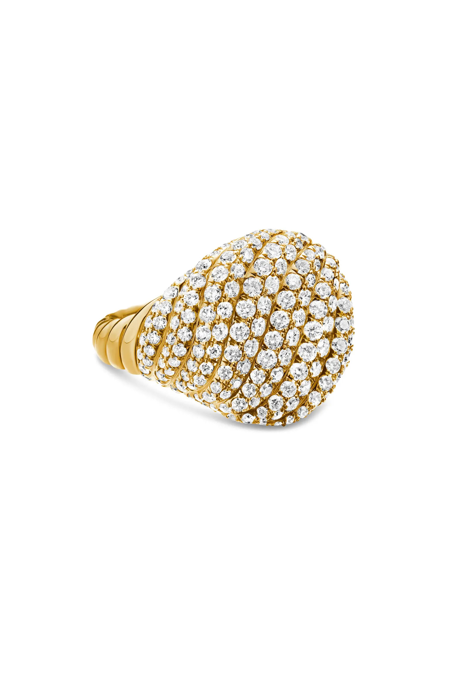 Sculpted Cable Pinky Ring in 18K Yellow Gold with Pavé Diamonds | Nordstrom