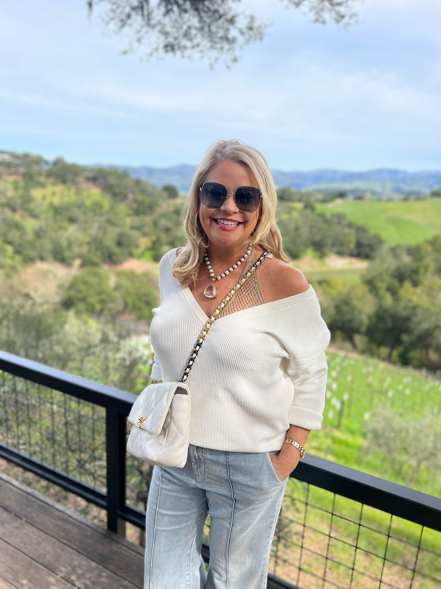 V neck white sweater. Brunello Cucinelli Brand is beyond luxury. Fabulous textures. These sweater duplications are perfect.  Love the wide leg washed jeans  

#LTKover40 #LTKSpringSale #LTKSeasonal