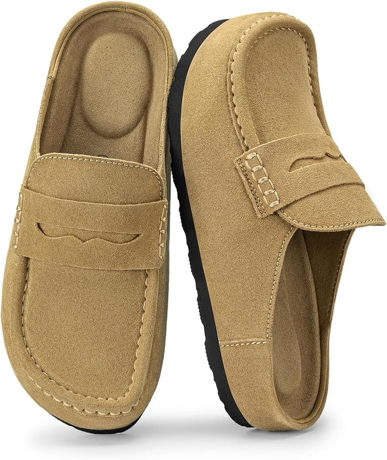 Rihero Women's Suede Clogs Slip On Mules Shoes with Wide Moc Toe | Amazon (US)