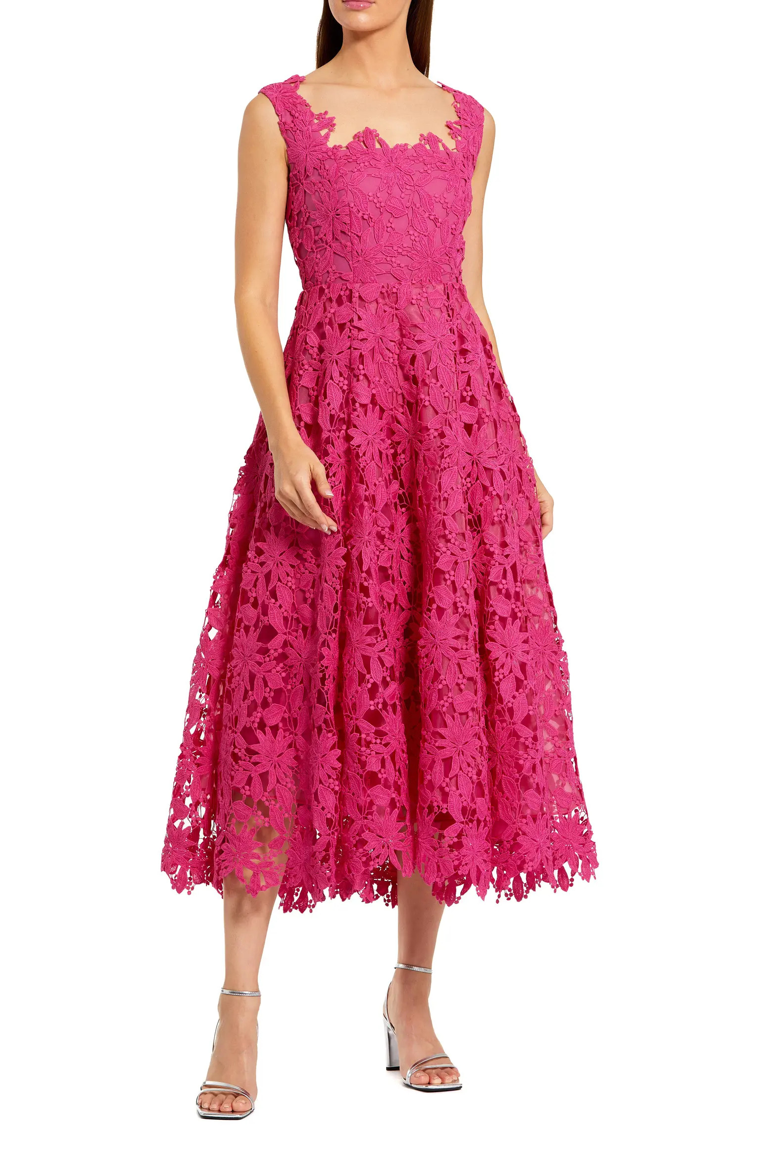 Sleeveless Square Neck Lace A-Line Midi Dress (Women) | Nordstrom | Nordstrom