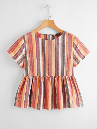 SHEIN Striped Peplum Top
   SKU: swblouse07210315562      
          (1719 Reviews)
            U... | SHEIN