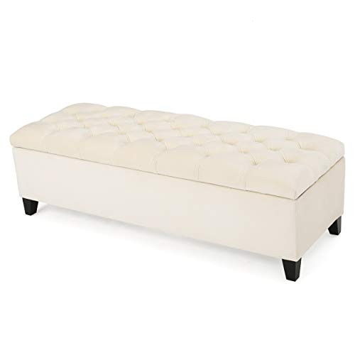 Christopher Knight Home Ottilie Velvet Storage Ottoman, Ivory 17.5”D x 51.0”W x 17.00”H | Amazon (US)