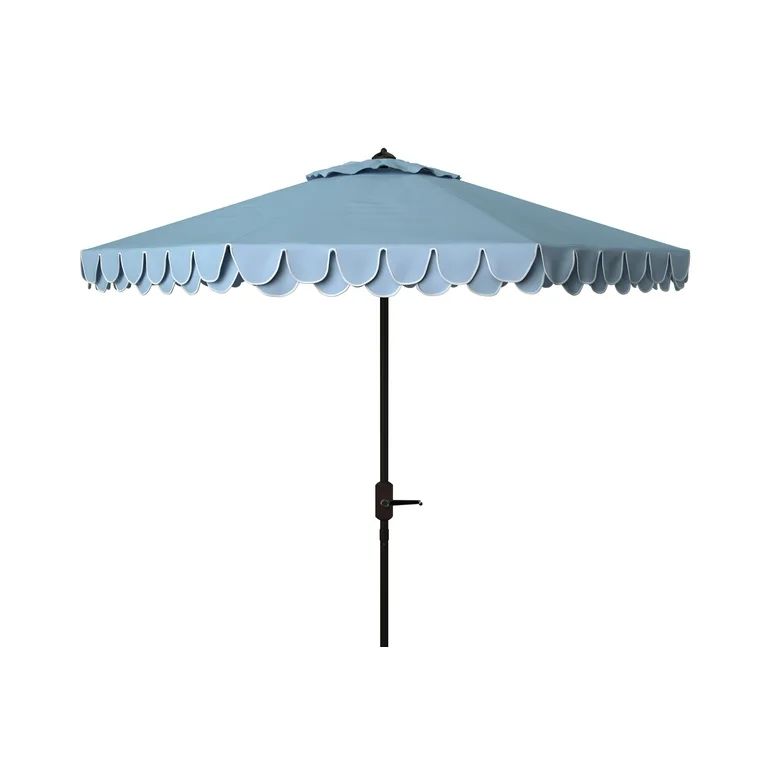 SAFAVIEH Elegant 9' Market Auto Tilt Patio Umbrella, Baby Blue/White | Walmart (US)