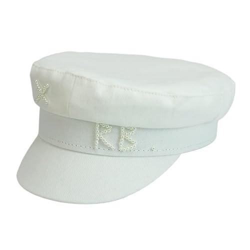 THEPOS Women RB Letter Militray Hat Fashion Streetwear Navy Hat Adjustable Flat Top Newsboy Caps Casual Visor Hats (Color : C1, Size : One Size) | Amazon (US)