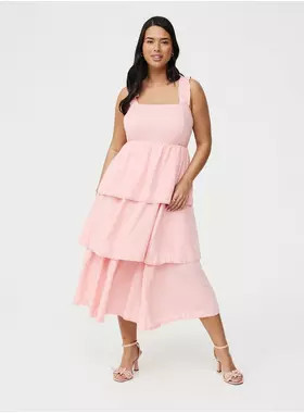Ruffle Strap Tiered Midi Dress | Torrid (US & Canada)