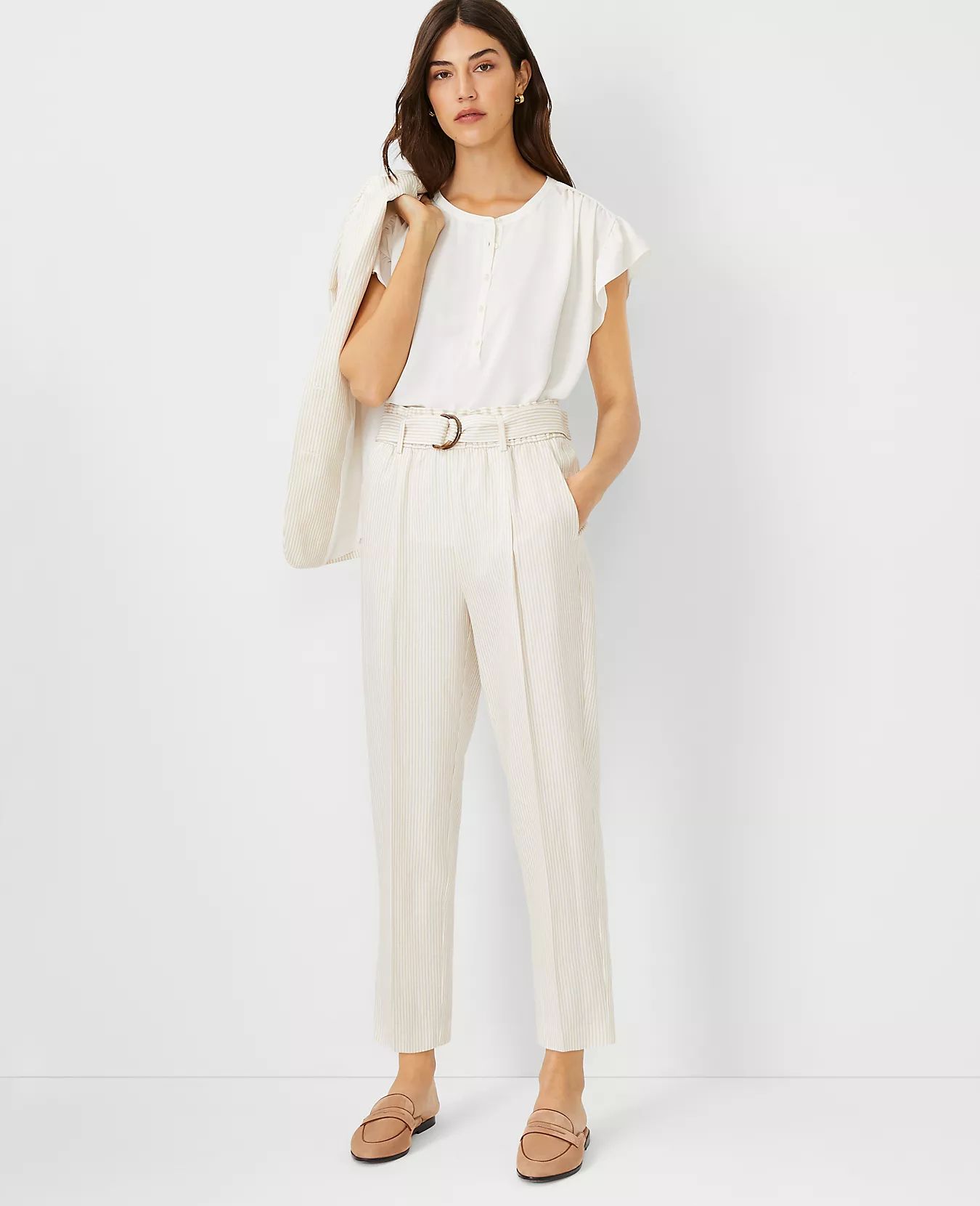 The Stripe D-Ring Taper Pant | Ann Taylor (US)