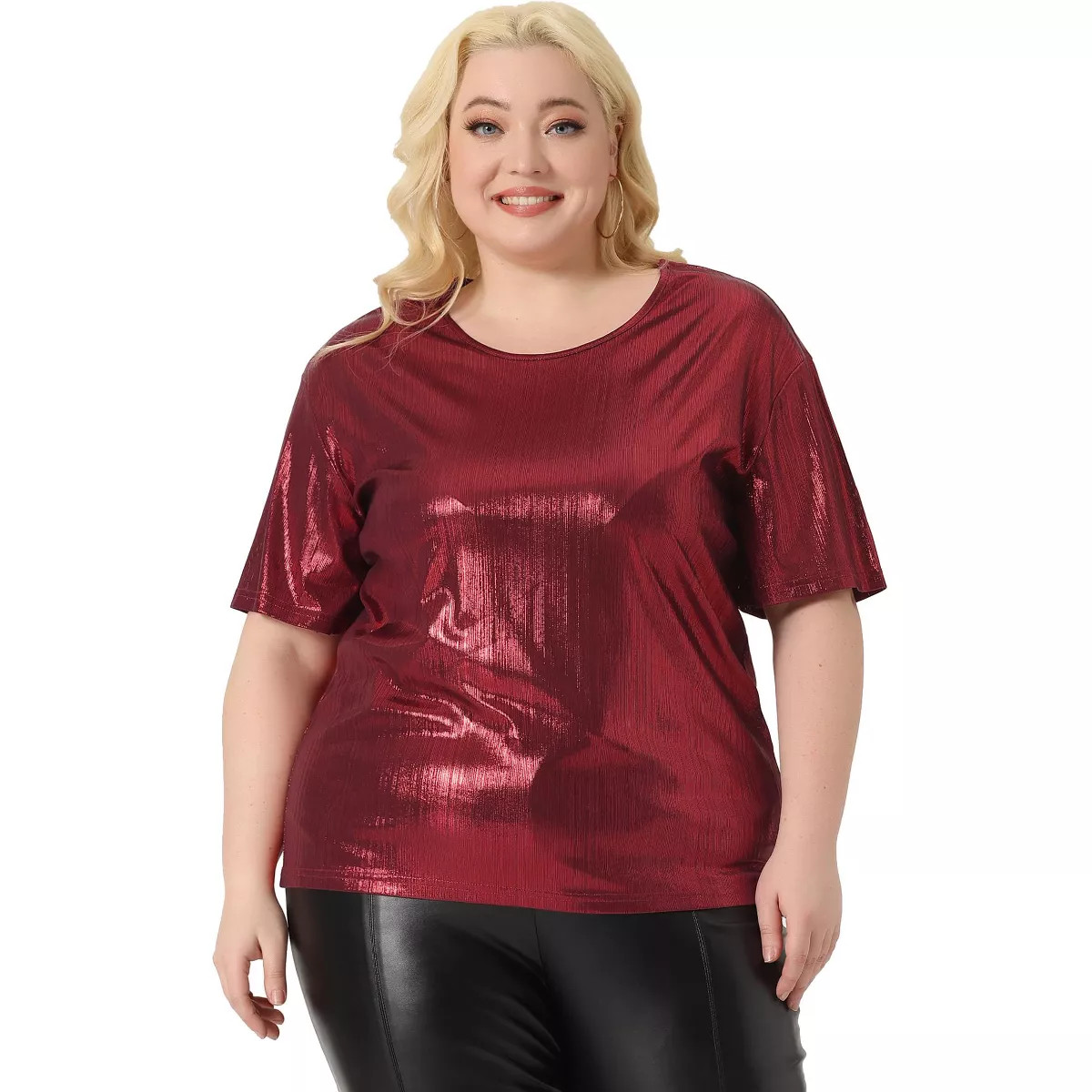 Agnes Orinda Women's Plus Size Metallic Holographic Concert Carnival Party Packs Blouses | Target