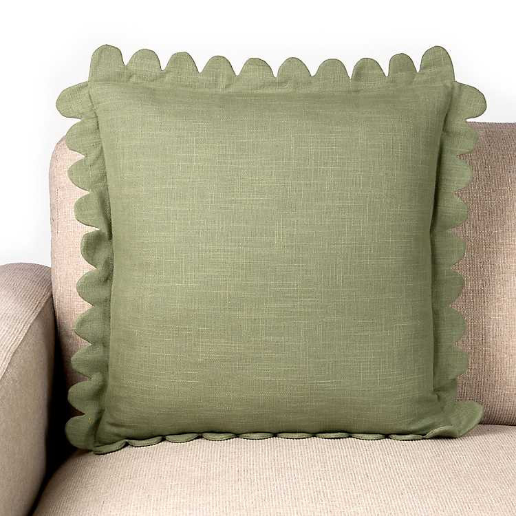 New! Sage Piper Scalloped Flange Pillow | Kirklands