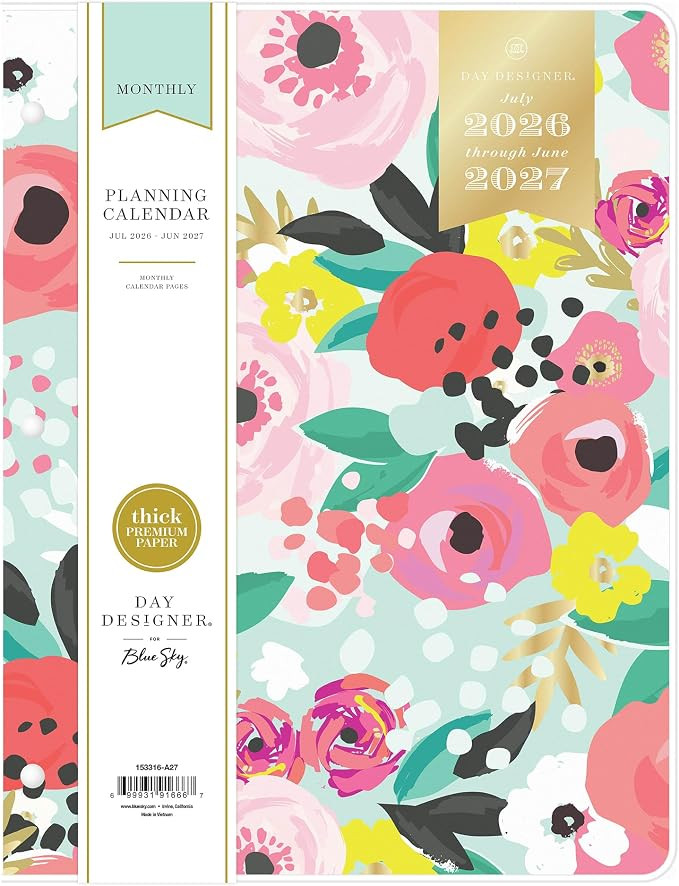 Blue Sky Day Designer 2026-2027 Monthly Academic Year Planner Calendar, July 2026 - June 2027, 8.... | Amazon (US)
