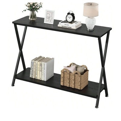 Black  Sofa Tables Narrow Long Behind Couch Table, Narrow Console Table, 2-Tier Industrial Entryway Table For Living Room, Hallway, Foyer | Target