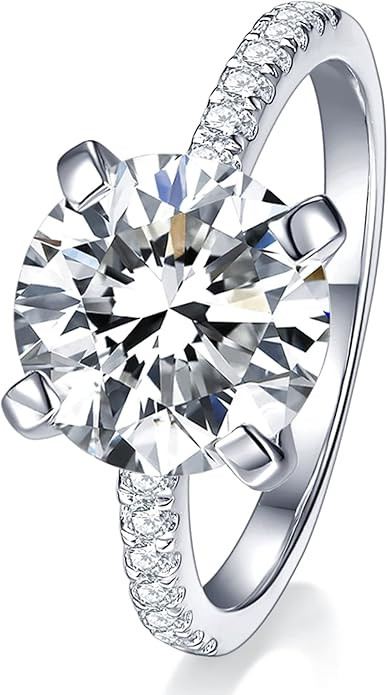 IMOLOVE Solitaire Moissanite Engagement Ring, 1CT D Color VVS1 Clarity, 925 Sterling Silver with ... | Amazon (US)