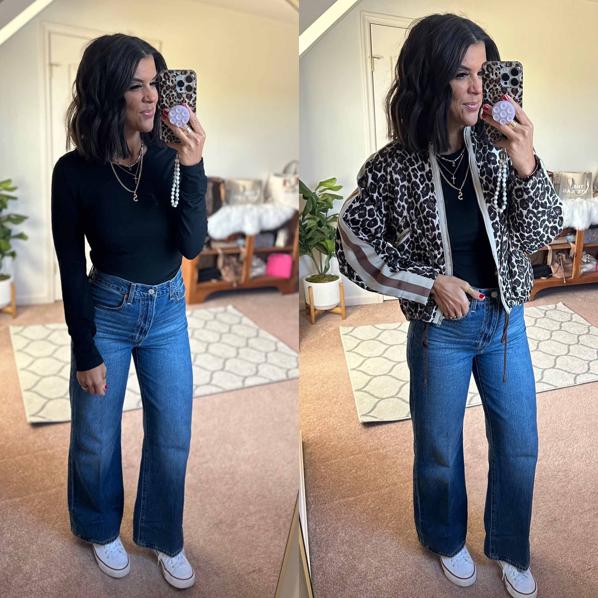 Today’s fit 
Size small in jacket and tee
Size 27 in Levi’s (30inch length. I’m 5’5)

#LTKFindsUnder100 #LTKSaleAlert #LTKStyleTip