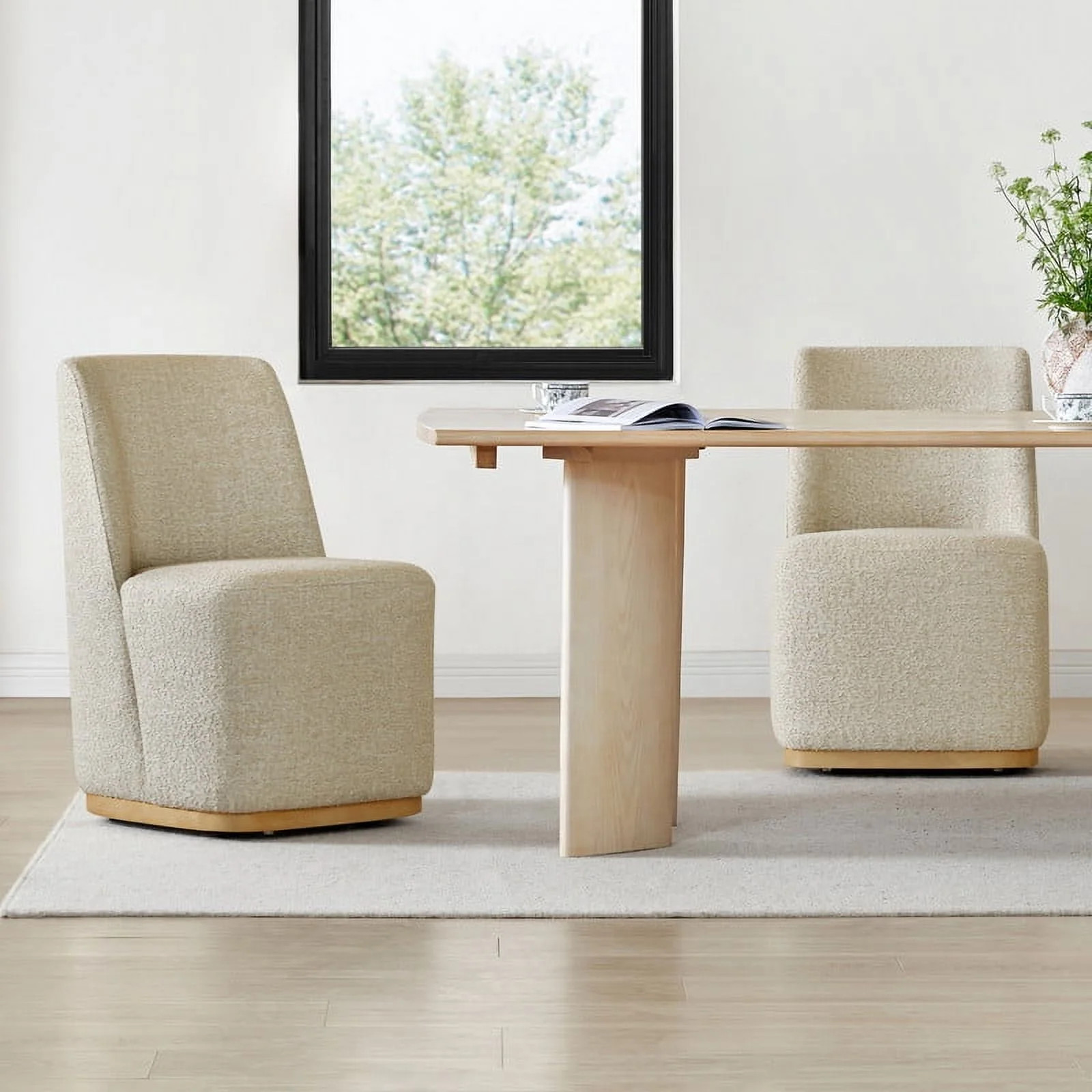 CHITA Modern Dining Chairs with Casters&Wood Base Set of 2 | Walmart (US)