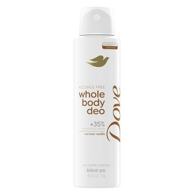 Dove Beauty Alcohol Free & Aluminum-Free Whole Body Deodorant Spray - Coconut Vanilla - 4oz: Paraben-Free, Vegan, Normal & Sensitive Skin | Target
