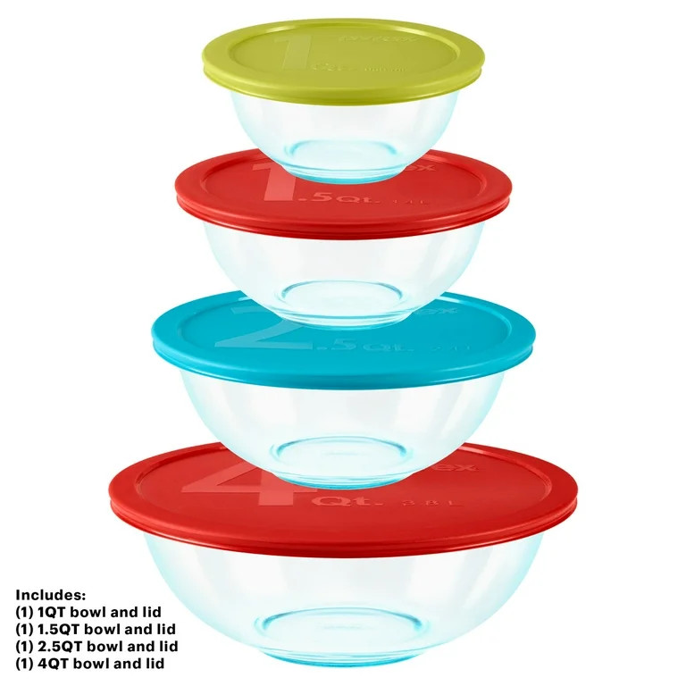 Pyrex Mixing Bowl, Glass, 8-Piece | Walmart (US)